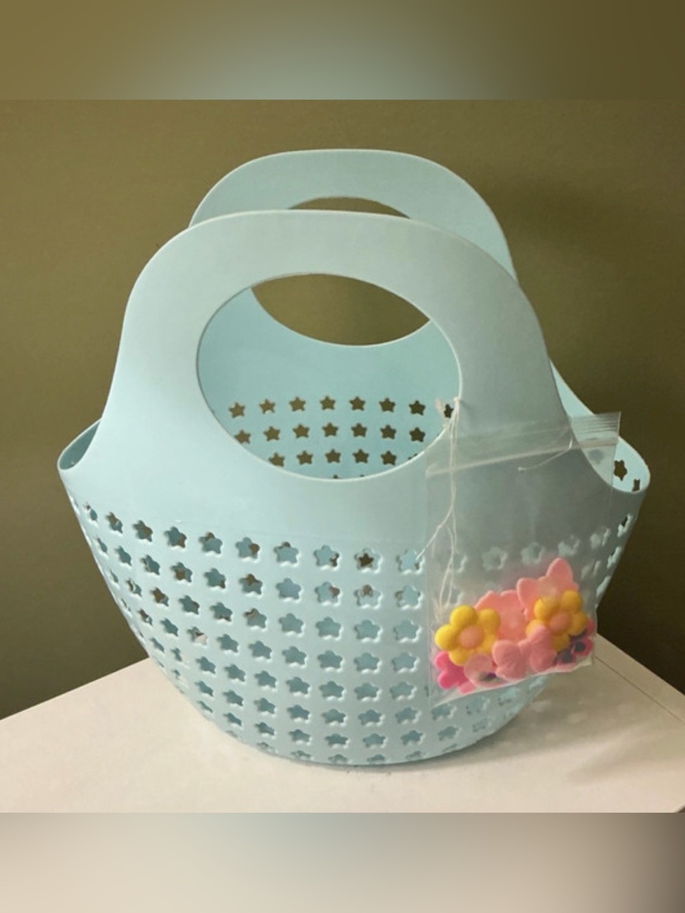 Light Blue Star Cutout Jelly Tote Bag with Charms NWOT